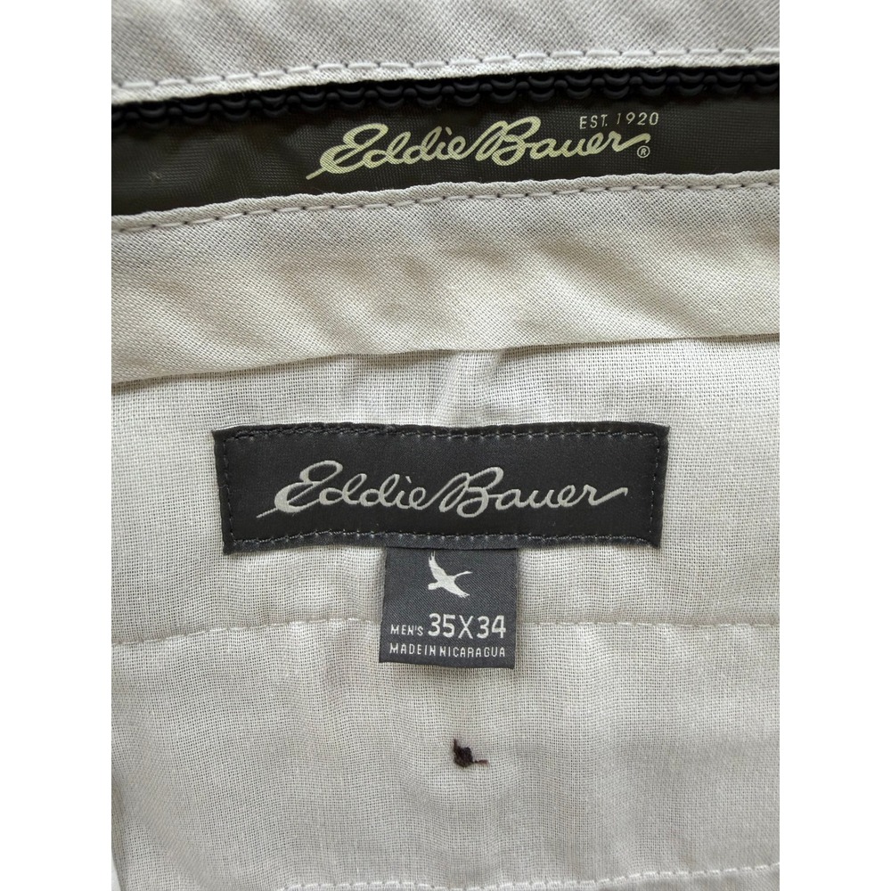 Eddie Bauer Chino Pants Mens Tan Beige Straight Leg Trousers 35x34 - Picture 8 of 8